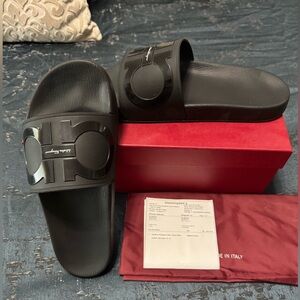 Salvatore Ferragamo Black Slide Sandals